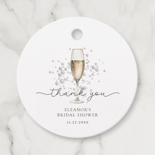 Dank Je Parels & Prosecco Bruidsfeest Bedankjes Labels (Voorkant)