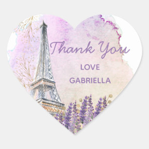 Dank Je Paris Eiffeltoren Lavendel Hart Sticker
