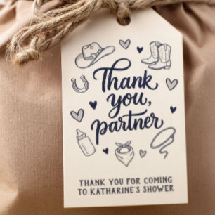 Dank je Partner Cowboy Baby Shower Favor Tags Cadeaulabel