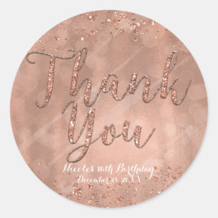 DANK JE Party Roze Rosé Goud Glamour Favor Ronde Sticker