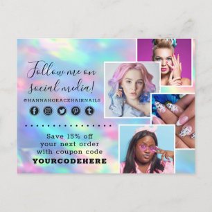 Dank Je Pastel Regenboog Swash Chique Logo 4-Foto Briefkaart