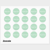 Dank Je Pastelgroene Witte Typografie Ronde Sticker (Vel)
