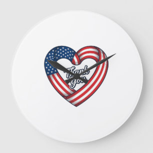 Dank je Patriottisch Hart Vintage Vector Design_1 Grote Klok