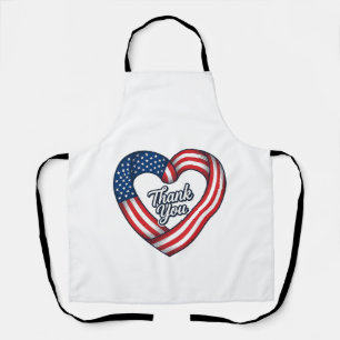 Dank je Patriottisch Hart Vintage Vector Ontwerp_1 Schort