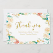Dank je perzik bloemenkrans baby shower bedankkaart (Voorkant)