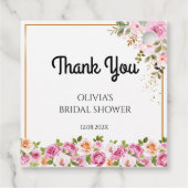 Dank je Petals and Prosecco Floral BruidsShower  Bedankjes Labels (Achterkant)