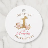 Dank je Pink Gold Crown Princess 1e verjaardag Bedankjes Labels (Voorkant)