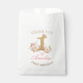 Dank je Pink Gold Crown Princess 1e verjaardag Bedankzakje (Voorkant)