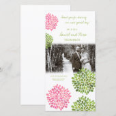 Dank je Pink & Green Blooms Trouwfoto Bedankkaart (Voorkant / Achterkant)