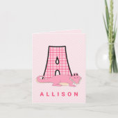 Dank je Pink Monogram A voor Kinderen Bedankkaart (Voorkant)