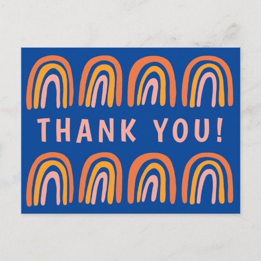 DANK JE Pink Oranje Blauw Zoete Regenboog Briefkaart (Voorkant)