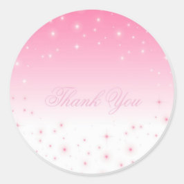 Dank je Pink Stars Ronde Sticker