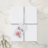 Dank je Pioen waterverf roze bloem Cadeaulabel (Met Touw)