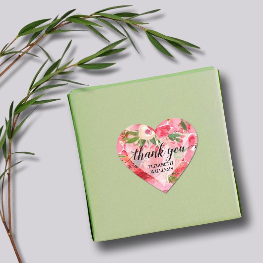 Dank je Pioenbloemen Hart Sticker