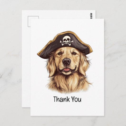 Dank je Piraten Goud Retriever Honden Schedel Briefkaart (Voorkant / Achterkant)