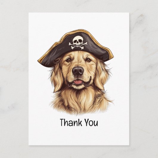 Dank je Piraten Goud Retriever Honden Schedel Briefkaart (Voorkant)