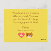 Dank je poes oppasser briefkaart (Achterkant)
