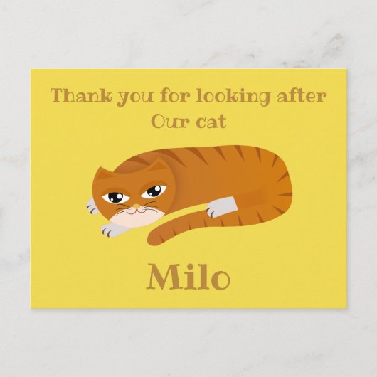 Dank je poes oppasser briefkaart (Voorkant)