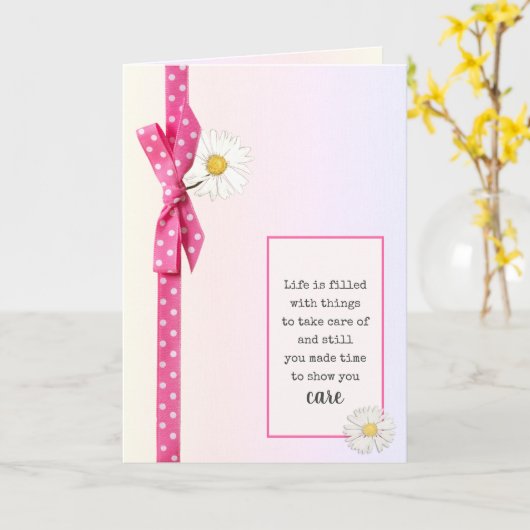 Dank je Polka Dot Bow met Daisies Kaart (Gele Bloem)