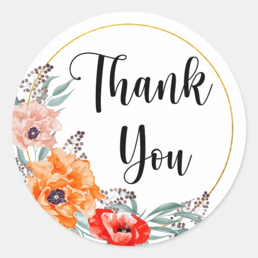 Dank Je Poppy Bloemen Sticker (Voorkant)