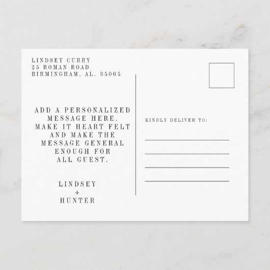 Dank je Postkaart Uitnodiging Briefkaart (Achterkant)