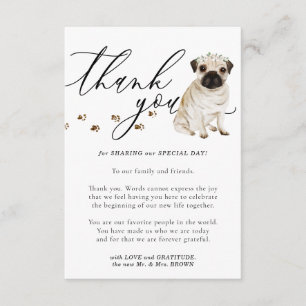 Dank je Pug-hond Huwelijk Informatiekaartje