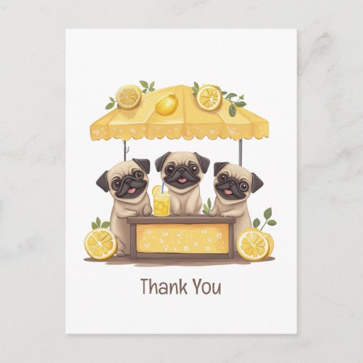 Dank Je Pug Honden Limonadestand Briefkaart (Voorkant)