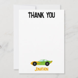 Dank je Racecar Verjaardagsfeestje Kinderen Auto's Bedankkaart