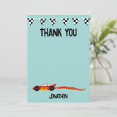 Dank je Racecar Verjaardagsfeestje Kinderen Auto's Bedankkaart (Staand voorkant)