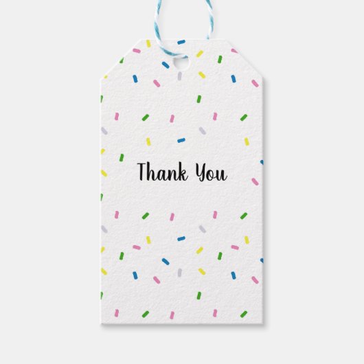 Dank je, Rainbow Sprinkles Pattern Cadeaulabel (Voorkant)