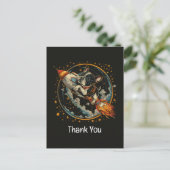 Dank je raket Frans Bulldog Astronaut Briefkaart (Staand voorkant)