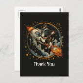 Dank je raket ruimteschip Franse Bulldog Astronaut Briefkaart (Voorkant / Achterkant)