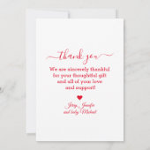 Dank je, Red Script Baby Boy Foto Notitiekaartje (Achterkant)