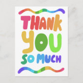 DANK JE Regenboog Kleurrijke Gebogen Bubble Letter Briefkaart (Voorkant)