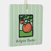 Dank je religieuze leraar, appel keramisch ornament (Rechts)
