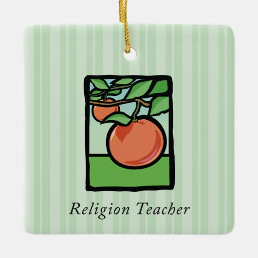 Dank je religieuze leraar, appel keramisch ornament (Voorkant)