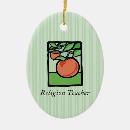 Dank je religieuze leraar, appel keramisch ornament (Voorkant)