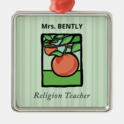 Dank je religieuze leraar, appel metalen ornament (Voorkant)