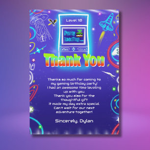 Dank Je Retro Arcade Power Up Gaming Verjaardag Bedankkaart