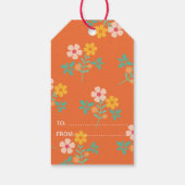 Dank Je Retro Oranje Madeliefjes Boeket Patroon Cadeaulabel (Achterkant)