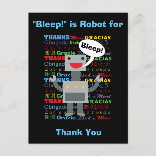 Dank je Robot Grappig Personaliseren Briefkaart (Voorkant)