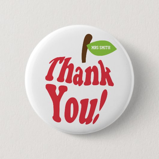 Dank Je Rode Appel Voor Lerarendag Ronde Button 5,7 Cm (Voorkant)