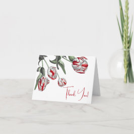 Dank je | Rode en witte tulpen Bedankkaart