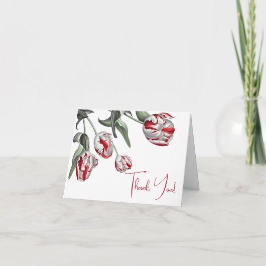 Dank je | Rode en witte tulpen Bedankkaart (Voorkant)