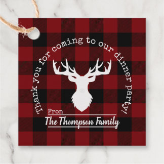 Dank je Rode en Zwarte Buffalo Plaid Bedankjes Labels
