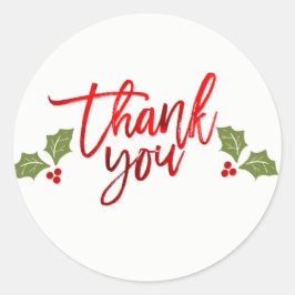 Dank Je Rode Glanzende Folie Kerstcadeautje Ronde Sticker