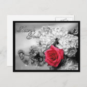 Dank je! Rode roos met zwarte / witte achtergrond Briefkaart (Voorkant / Achterkant)