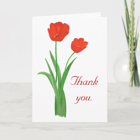Dank je, rode tulpen, trouwkaarten bedankkaart (Voorkant)