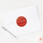 Dank je rood en wit huwelijk ronde sticker (Envelop)