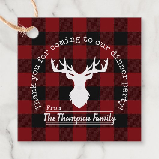 Dank je Rood en Zwart Buffalo Plaid Bedankjes Labels (Voorkant)